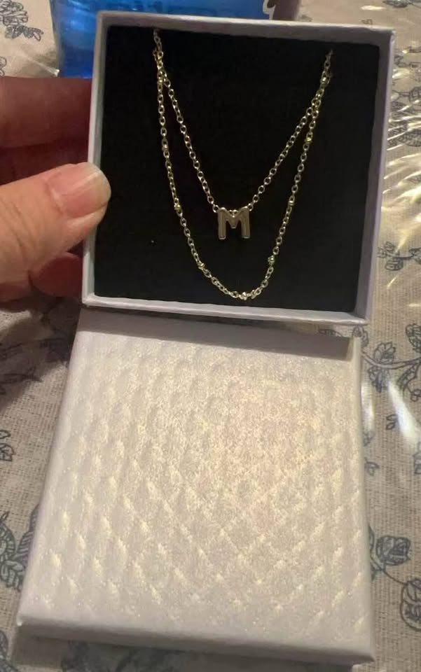 14K Gold planted Letter Necklace Layered Initial Necklaces for Women Tiny Pendan
