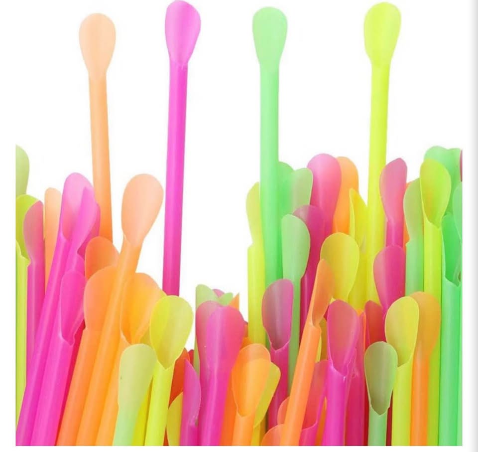 Multicolor Plastic Spoon Straws Pack 200pieces