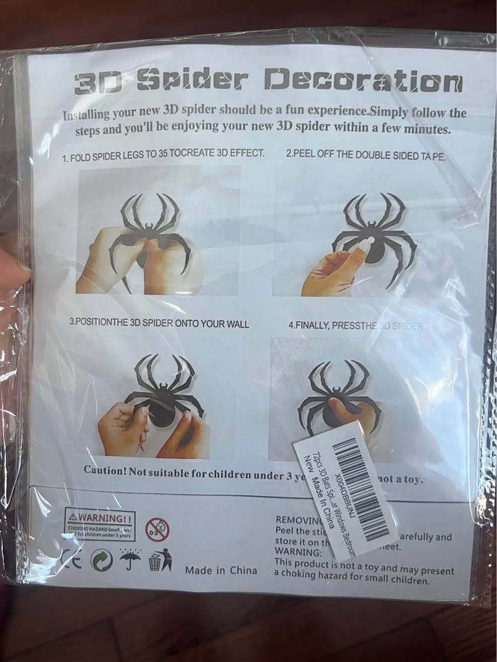 72pcs 3D Goth Bat Spider Wall Decorations Indoor Halloween Stickers