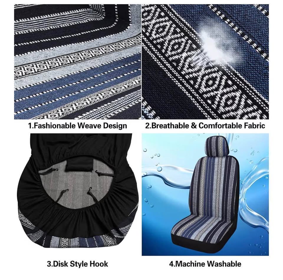 Pariitadin Baja Saddle Blanket Car Seat Covers Full Set with Seat Belt Pads