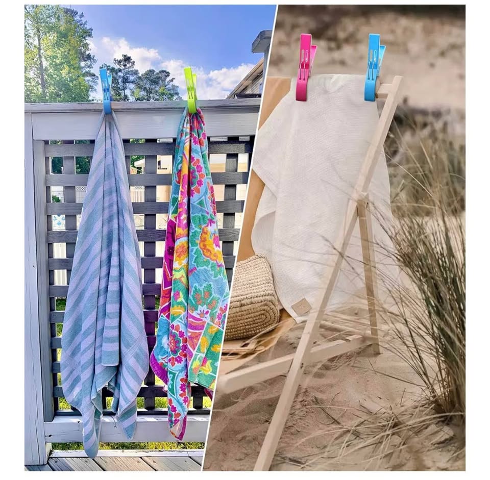 Beach Towel Clips, 8 Pack Beach Clips for Beach Chair Colorful Plastic Clothes P