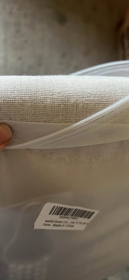 Wellife Beige Fabric Shower Curtain with Roller Hooks