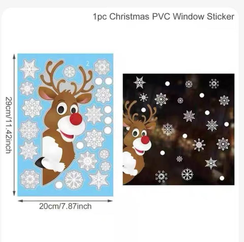 Christmas windows static stickers 2 sets