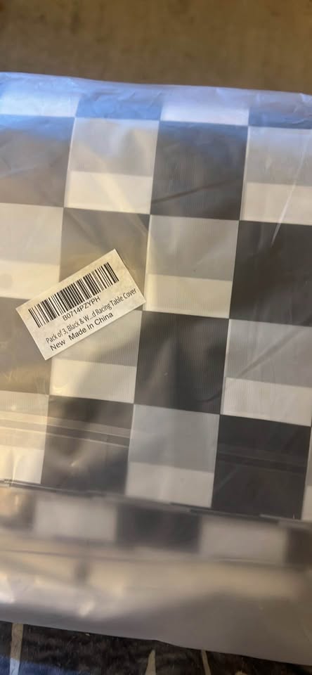 Pack of 3, Black & White Checkered Flag Table Cover
