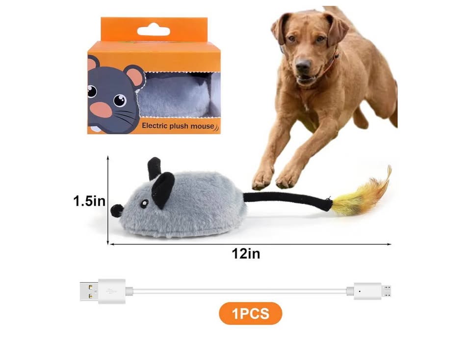 Electric Plush Interactive Mouse Dog Toy