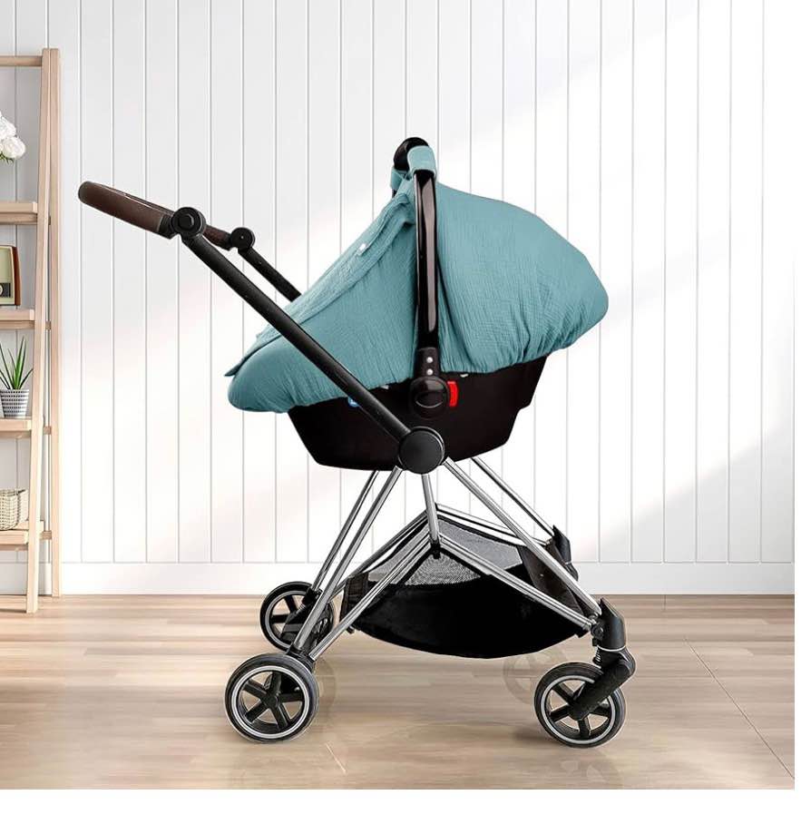 Muslin Car Seat Covers for Babies, Summer Baby Car Seat Cover for Boys Girls wit
