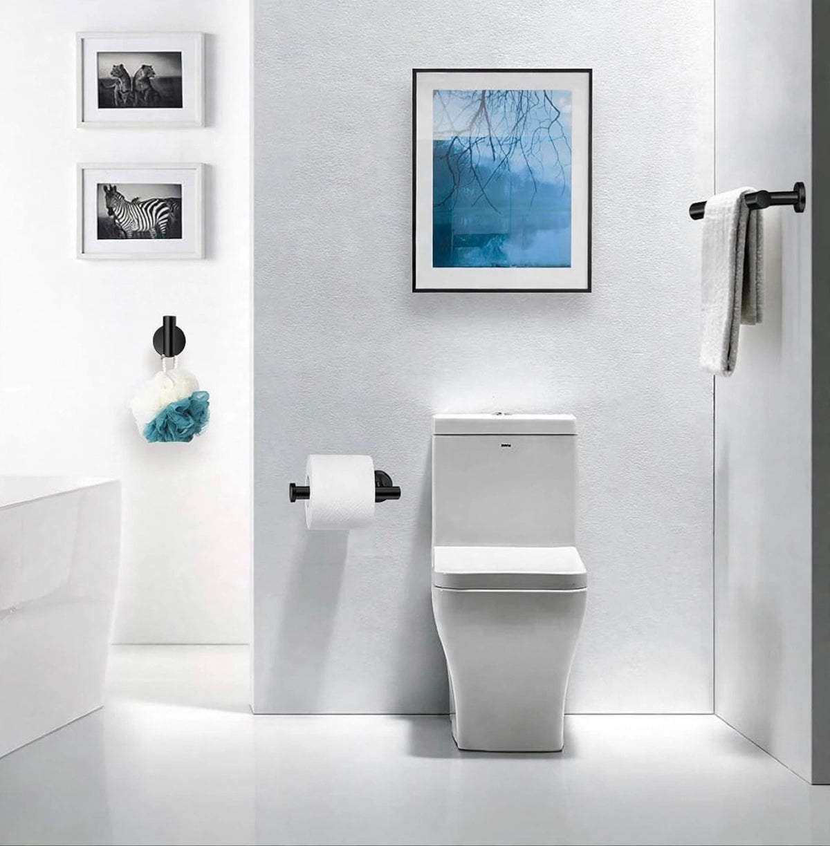Tudoccy 5-Pieces Matte Black Bathroom Hardware Set SUS304 Stainless Steel Round Wall Mounted