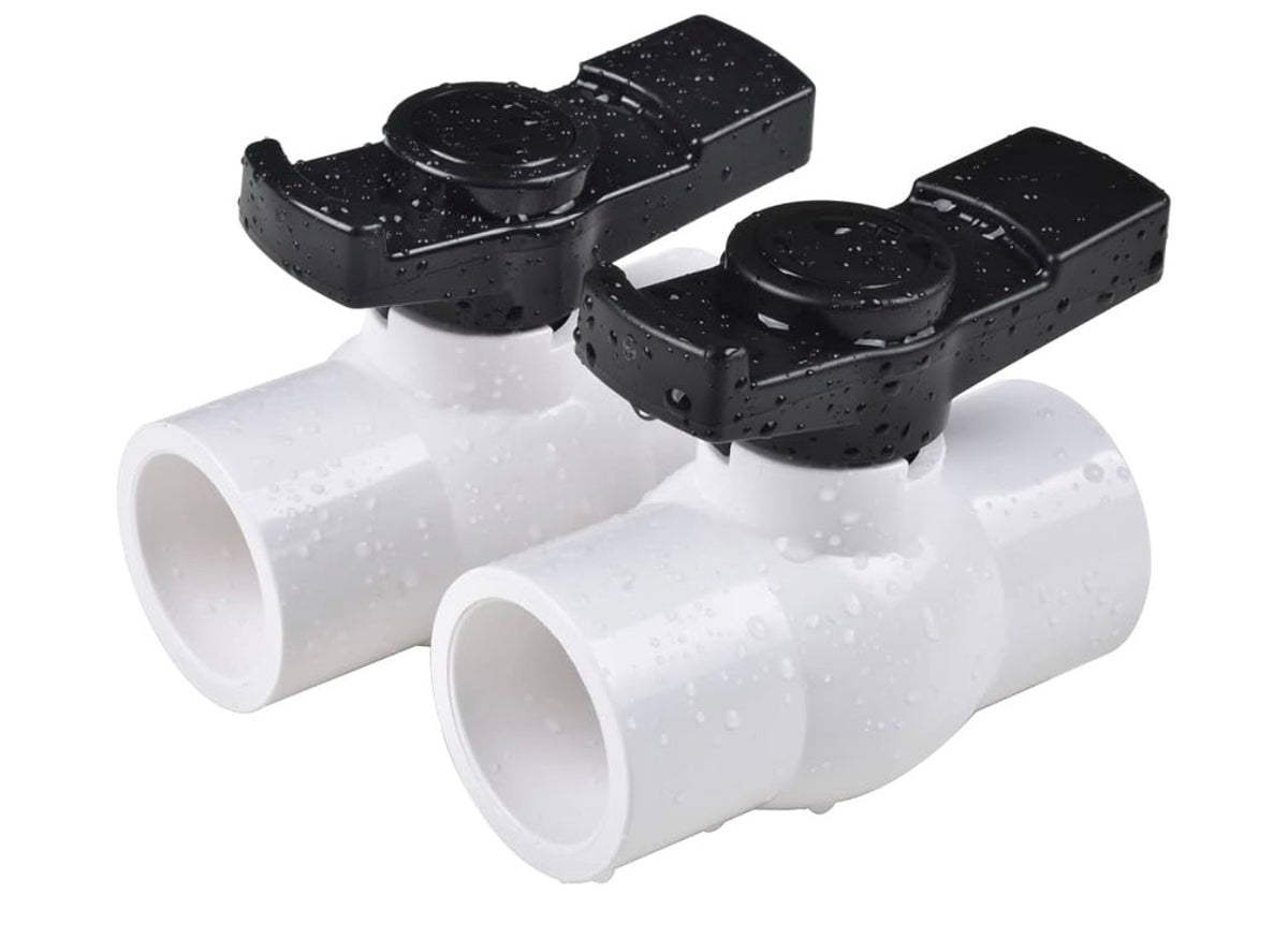 2-Pack PVC Ball Valves with Ergonomic Handles