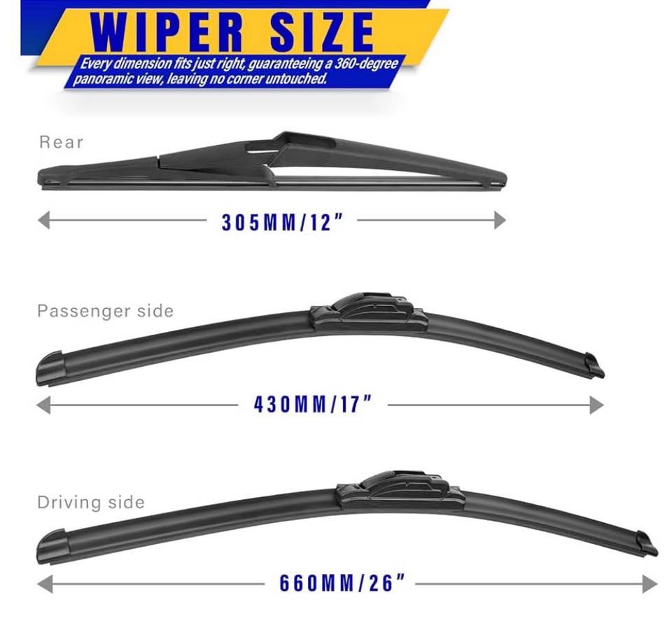 3 wipers Replacement for 2013-2021 Nissan Pathfinder, Windshield Wiper Blades Original Equipment Replacement - 26"/17"/12" (Set of 3) U/J HOOK
