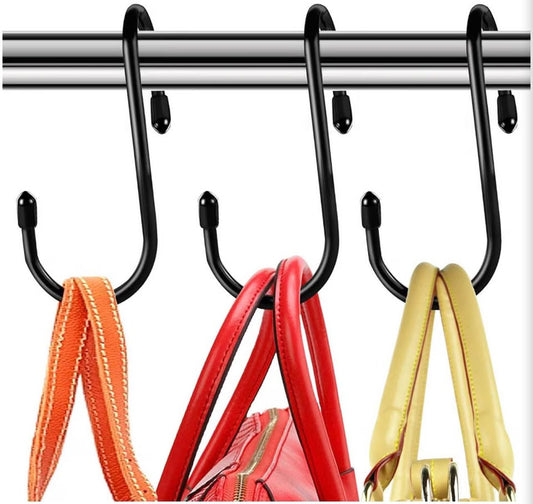 HiGift 12Pack Purse Hanger for Closet, Vinyl Coated Unique Twist Design Black Bag Hanger Hooks