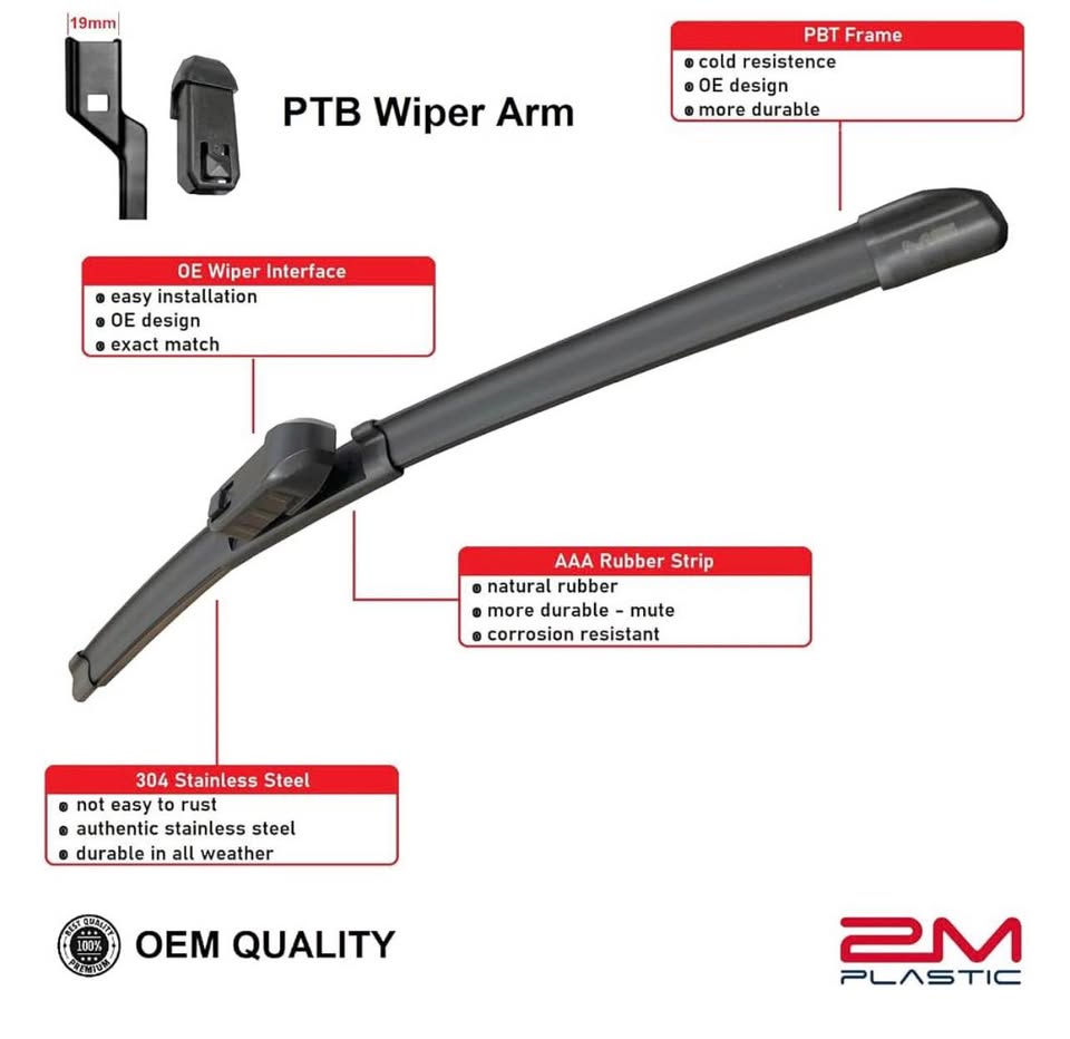2M Plastic OEM Quality Wiper Blades