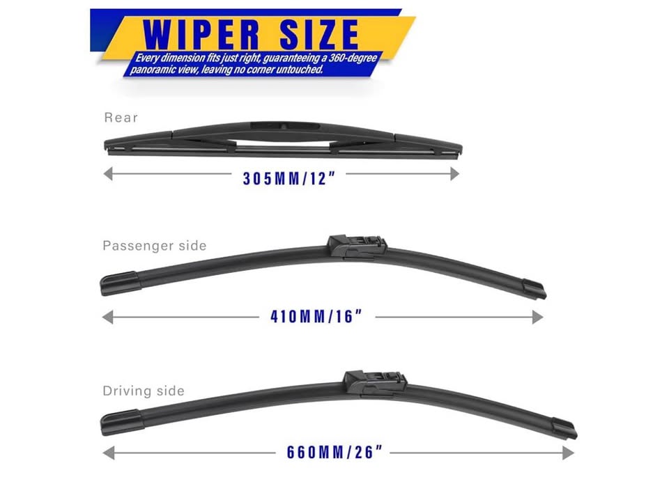 3-Piece All-Season Wiper Blade Set (26", 16", 12")