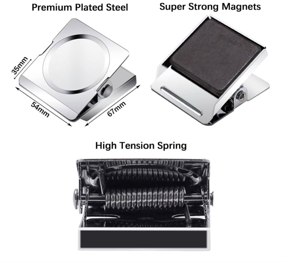 4-Pack Heavy Duty Stainless Steel Magnetic Clips
