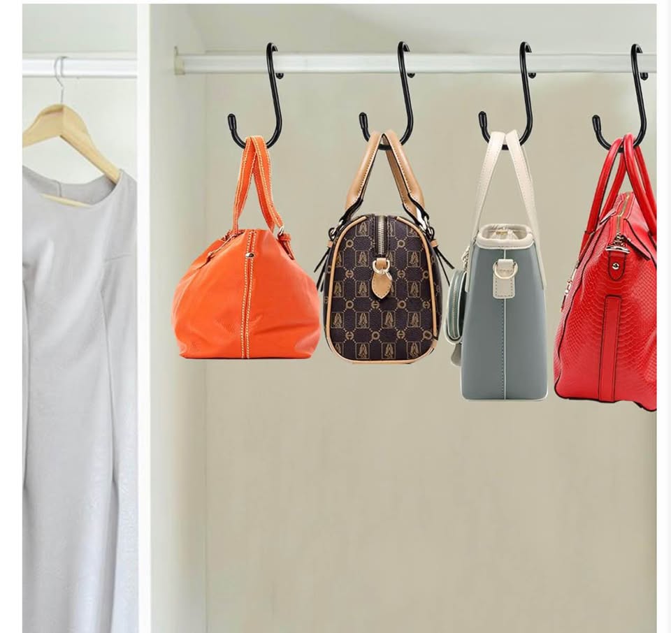 HiGift 12Pack Purse Hanger for Closet, Vinyl Coated Unique Twist Design Black Bag Hanger Hooks