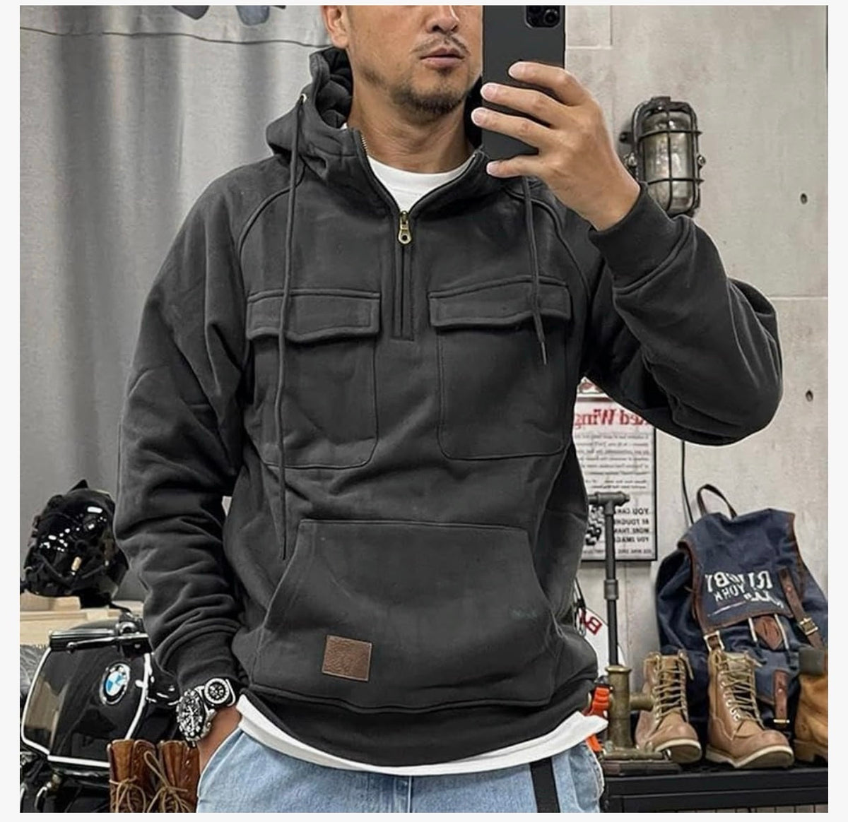 Men's Quarter-Zip Fleece Tactical Hoodie