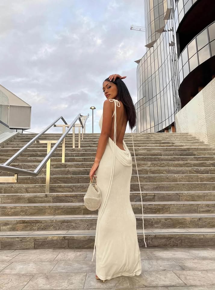Women's Spaghetti Strap Dress Cowl Neck Backless Bodycon Fishtail Cocktail Party Maxi Dresses M