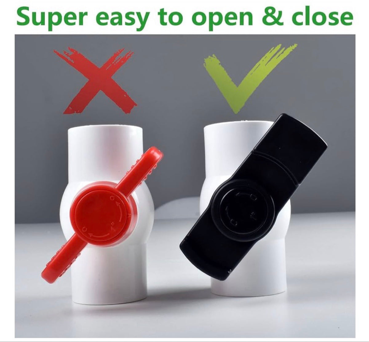 2-Pack PVC Ball Valves with Ergonomic Handles