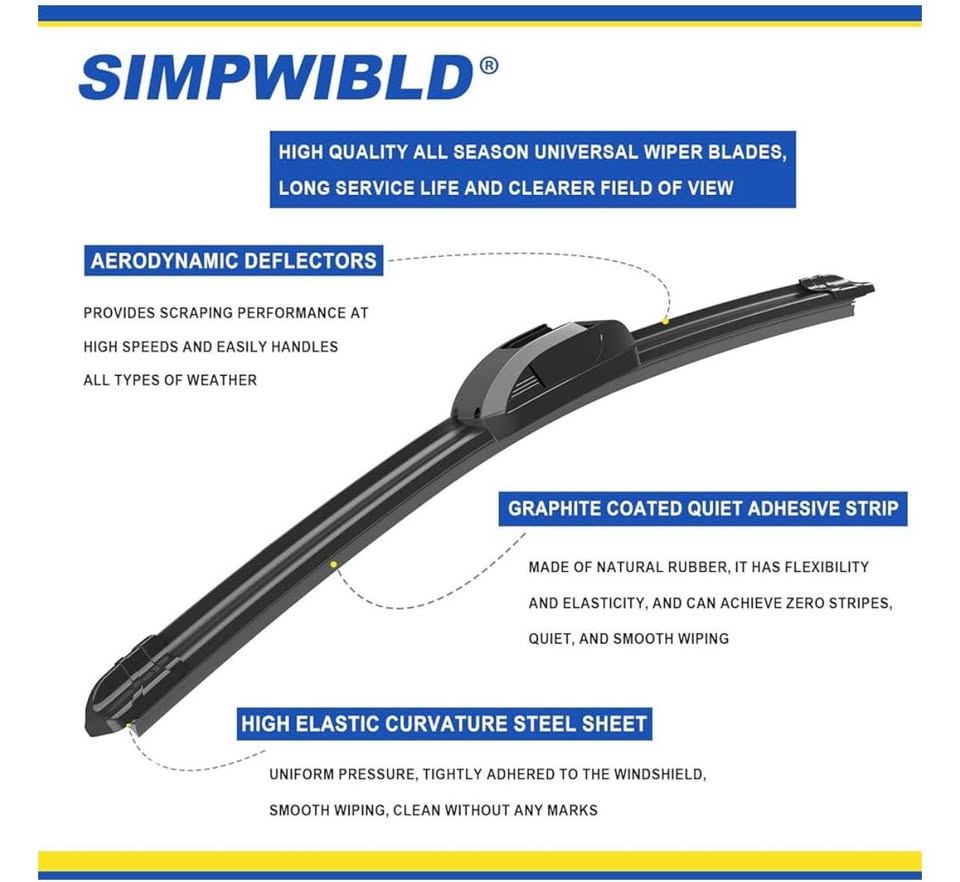 SIMPWIBLD Windshield Wiper Blades - 2 wipers factory 20 inch + 20 inch Premium All Season (2 Pack)