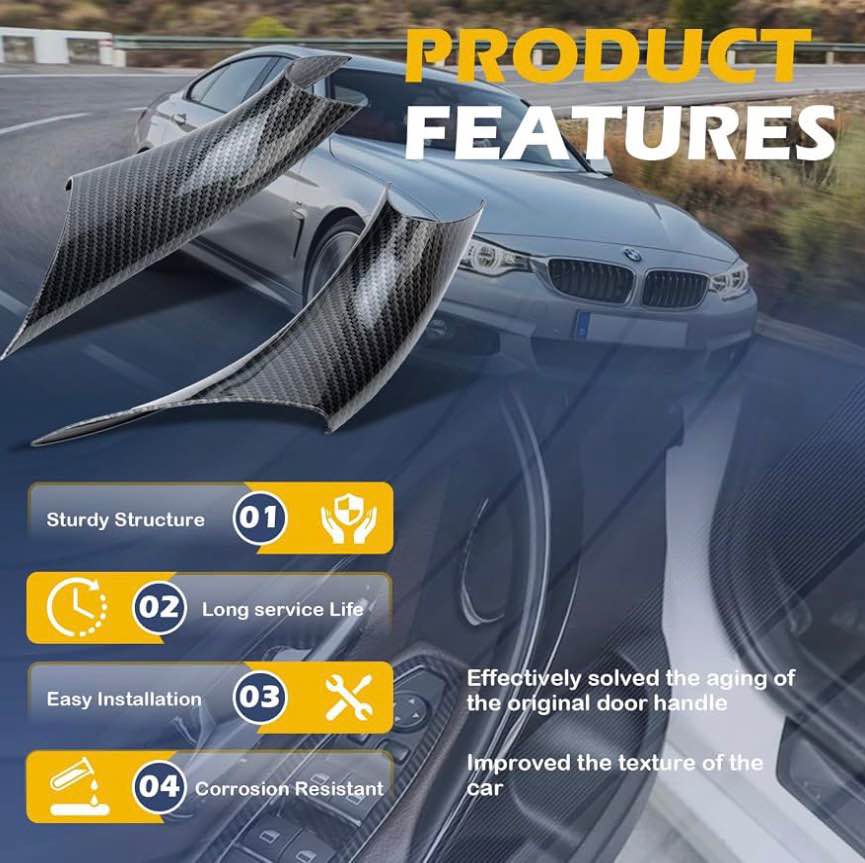 BMW 5 Series Carbon Fiber Style Interior Door Handle Covers