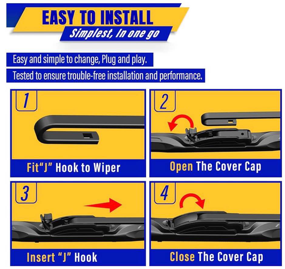 3 wipers Replacement for 2013-2021 Nissan Pathfinder, Windshield Wiper Blades Original Equipment Replacement - 26"/17"/12" (Set of 3) U/J HOOK