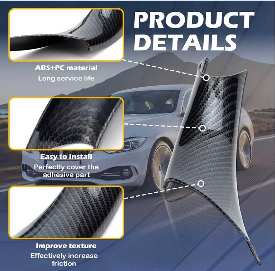 BMW 5 Series Carbon Fiber Style Interior Door Handle Covers