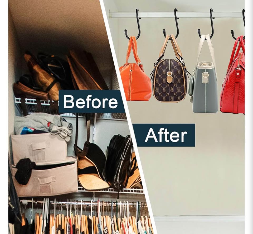 HiGift 12Pack Purse Hanger for Closet, Vinyl Coated Unique Twist Design Black Bag Hanger Hooks