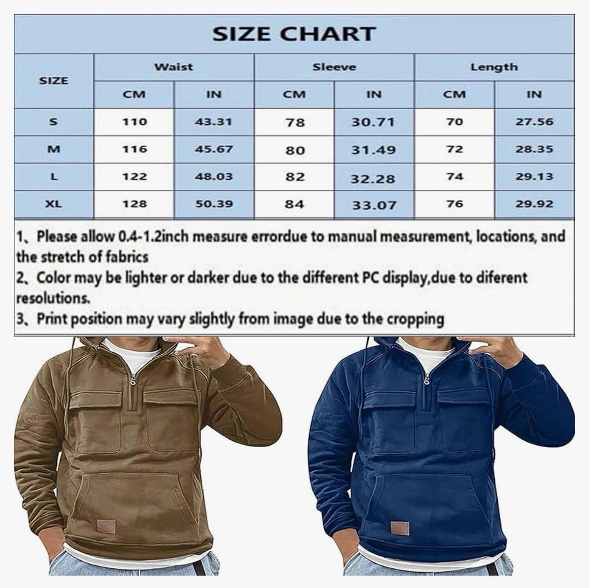 Men's Quarter-Zip Fleece Tactical Hoodie