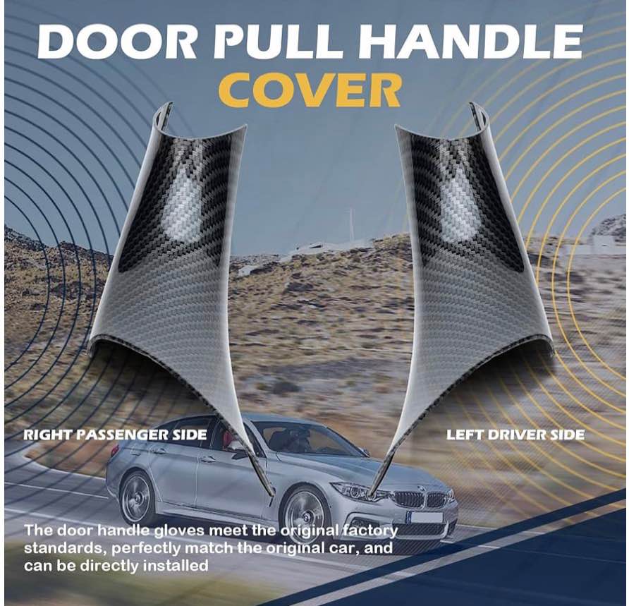 BMW 5 Series Carbon Fiber Style Interior Door Handle Covers
