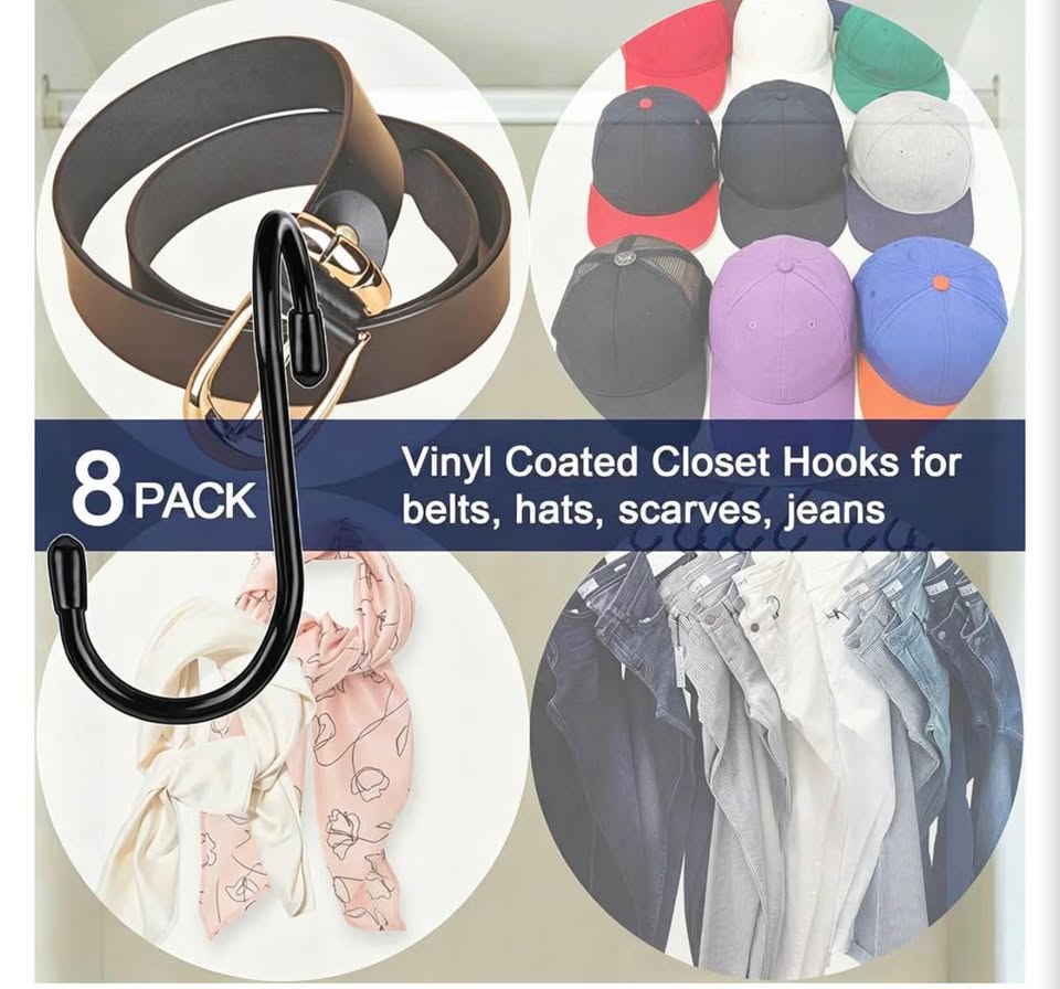 HiGift 12Pack Purse Hanger for Closet, Vinyl Coated Unique Twist Design Black Bag Hanger Hooks