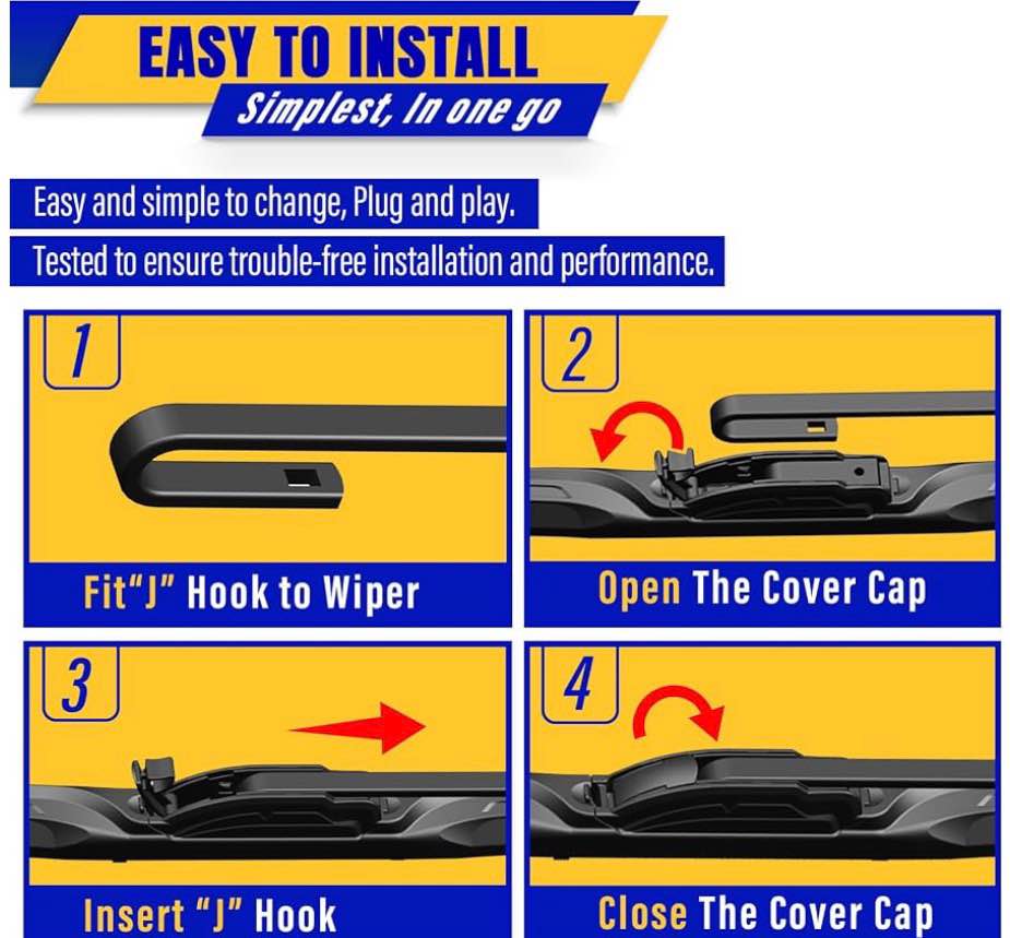 Wiper Blades for Kia Sorento (2011-2015) & Soul (2010-2020) - 24"/20"/11"