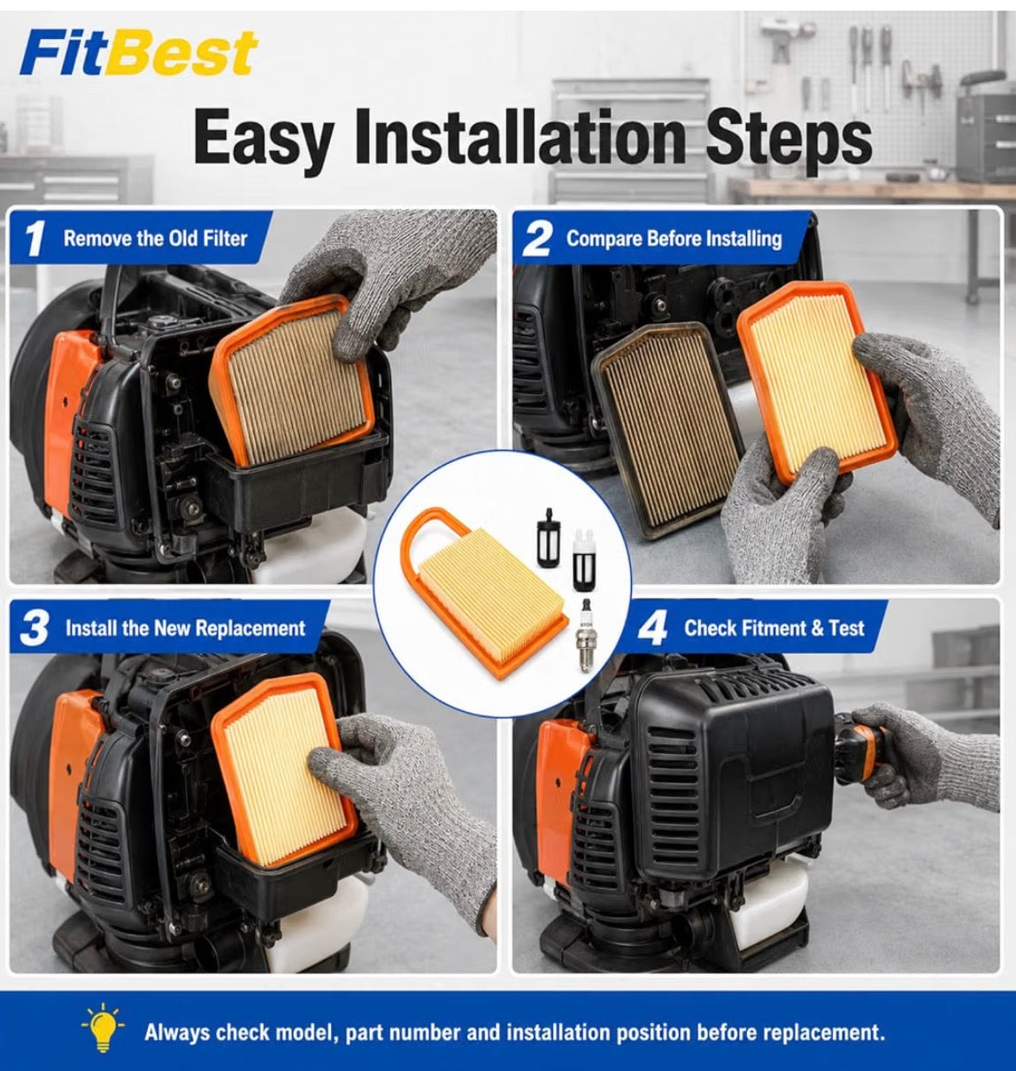 FitBest Air Filter Tune-Up Kit for Stihl BR500 BR550 BR600 BR700 Backpack Blower