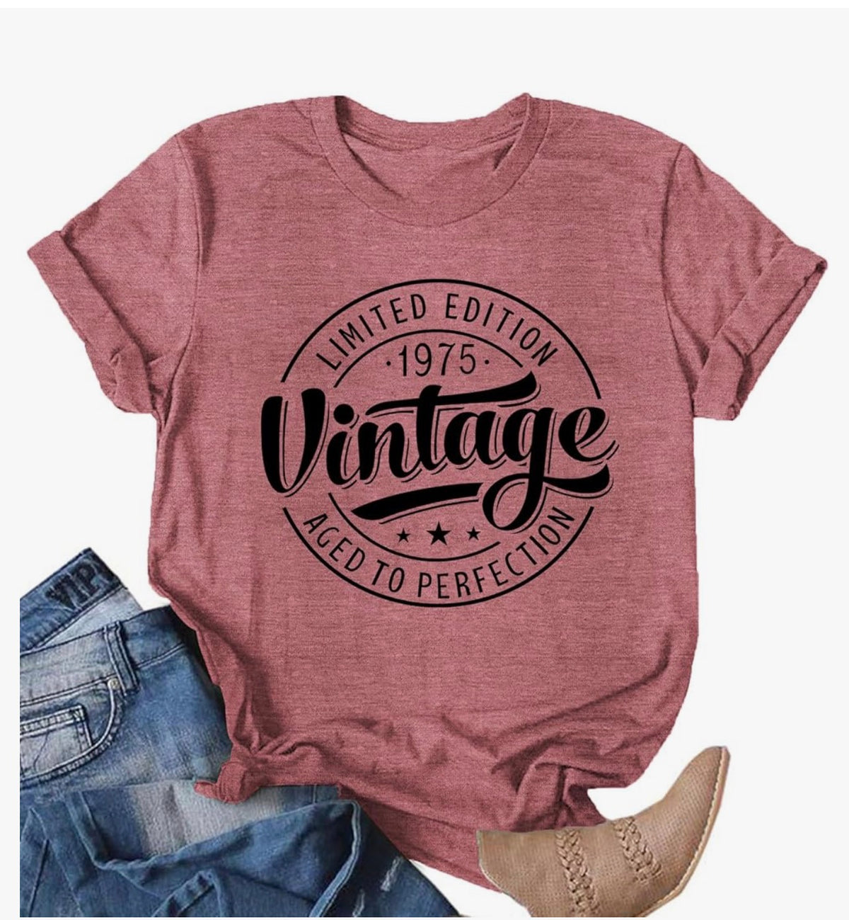 FCGHSII Vintage 1975 Graphic T-Shirt，3XL，Pink