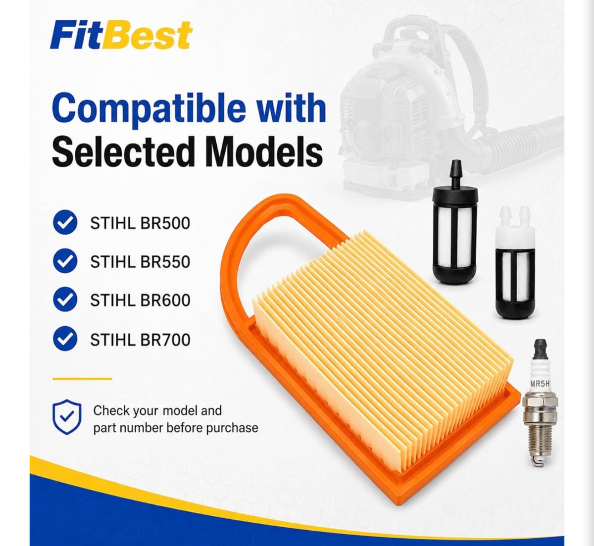 FitBest Air Filter Tune-Up Kit for Stihl BR500 BR550 BR600 BR700 Backpack Blower