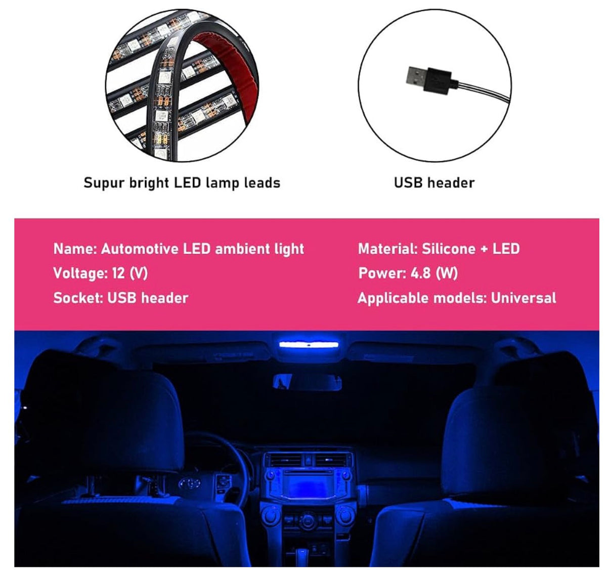 Car LED Strip Light，Blue