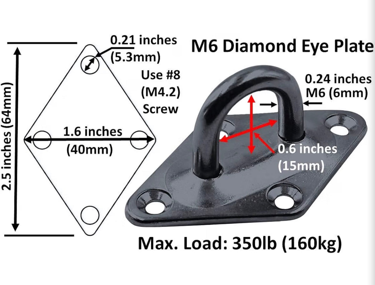 Heavy Duty M6 Ceiling Hook(2-Pack-Black-M6)