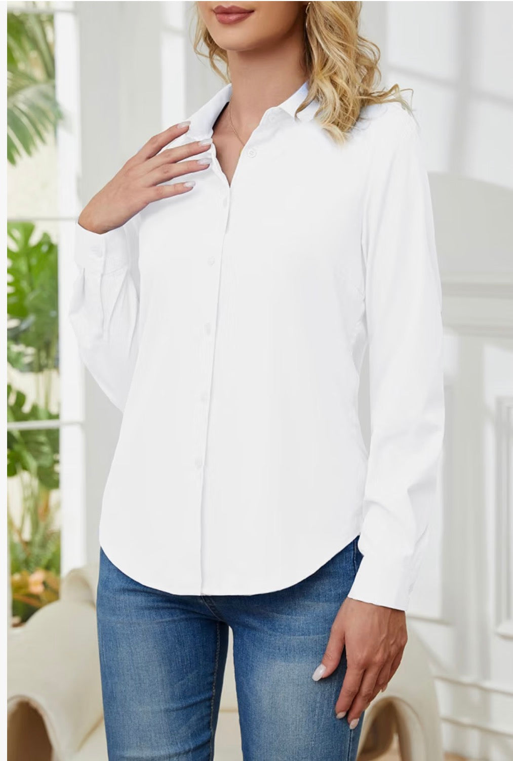 Wrinkle Free Womens Button Down Shirts for Women Long Sleeve，Small