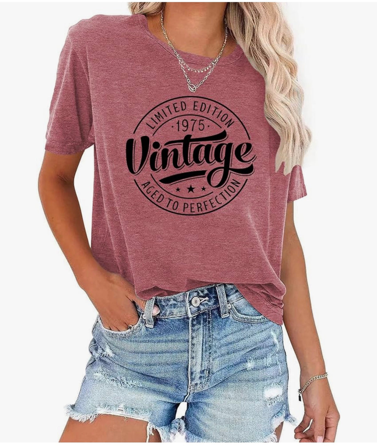 FCGHSII Vintage 1975 Graphic T-Shirt，3XL，Pink