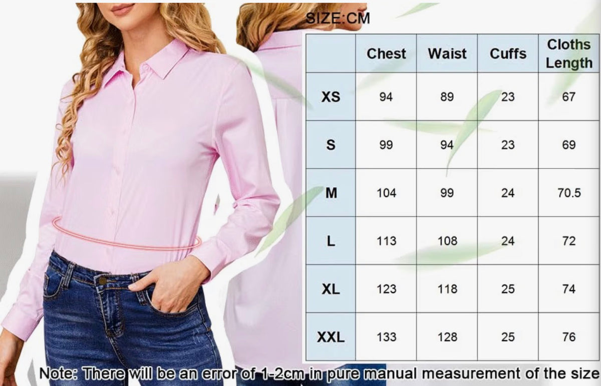 Wrinkle Free Womens Button Down Shirts for Women Long Sleeve，Small