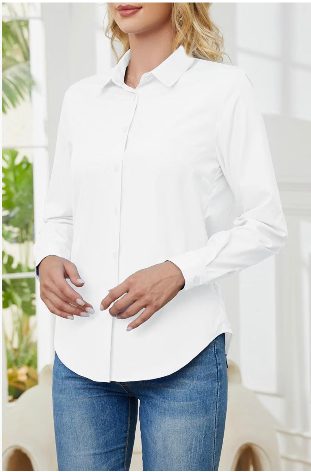 Wrinkle Free Womens Button Down Shirts for Women Long Sleeve，Small
