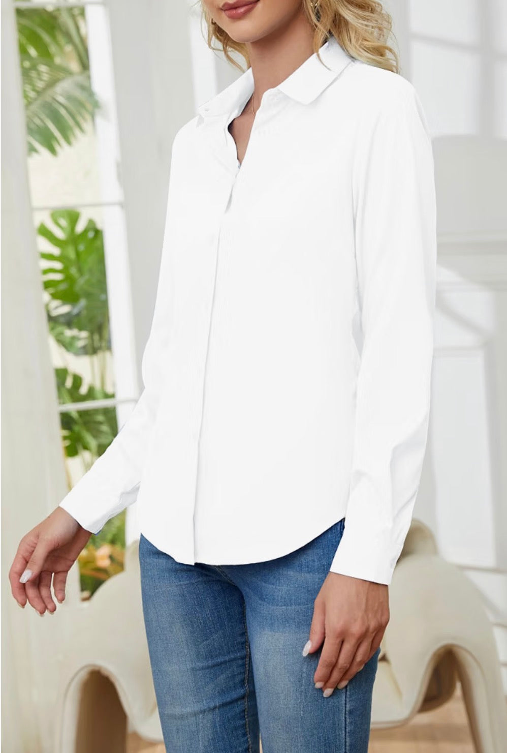 Wrinkle Free Womens Button Down Shirts for Women Long Sleeve，Small