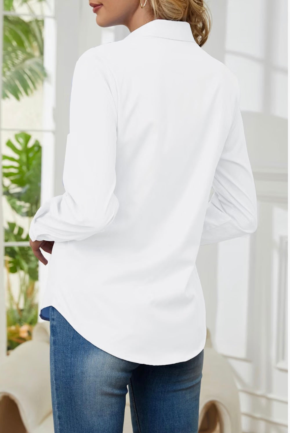 Wrinkle Free Womens Button Down Shirts for Women Long Sleeve，Small