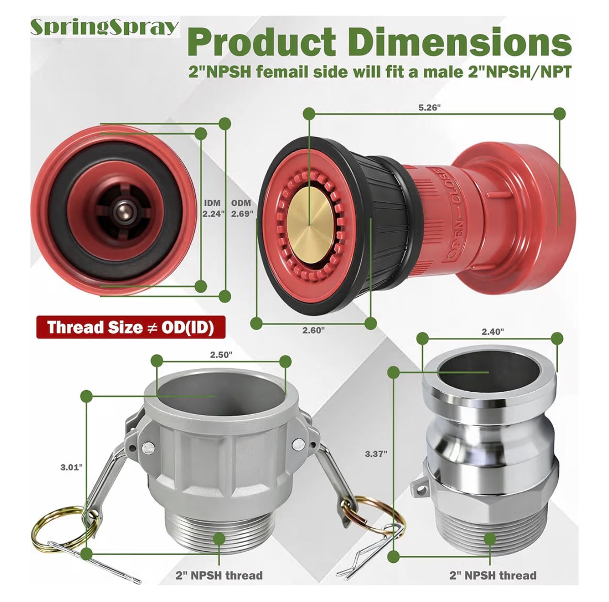 2" NPSH Heavy-Duty Industrial Fire Hose Nozzle
