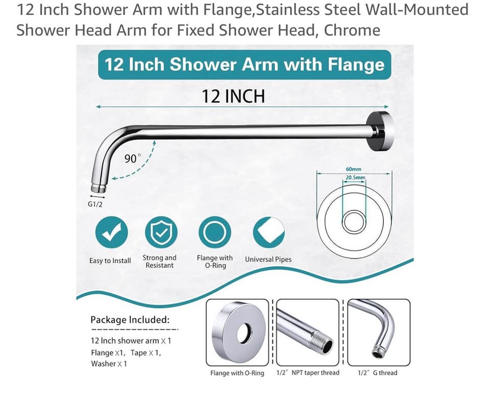 12 Inch Shower Arm