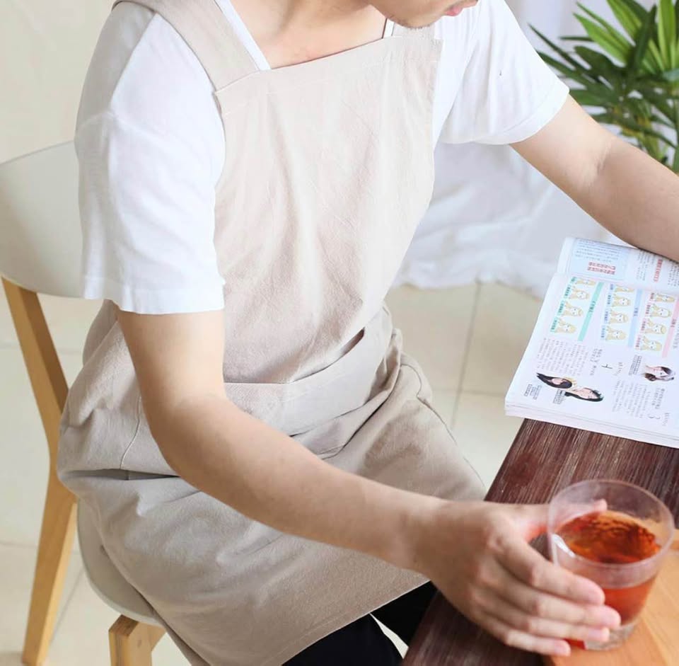 Japanese Cotton Linen Cross Back Cooking Apron for