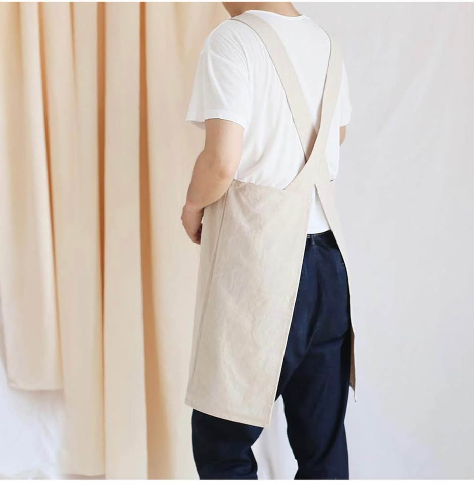 Japanese Cotton Linen Cross Back Cooking Apron for