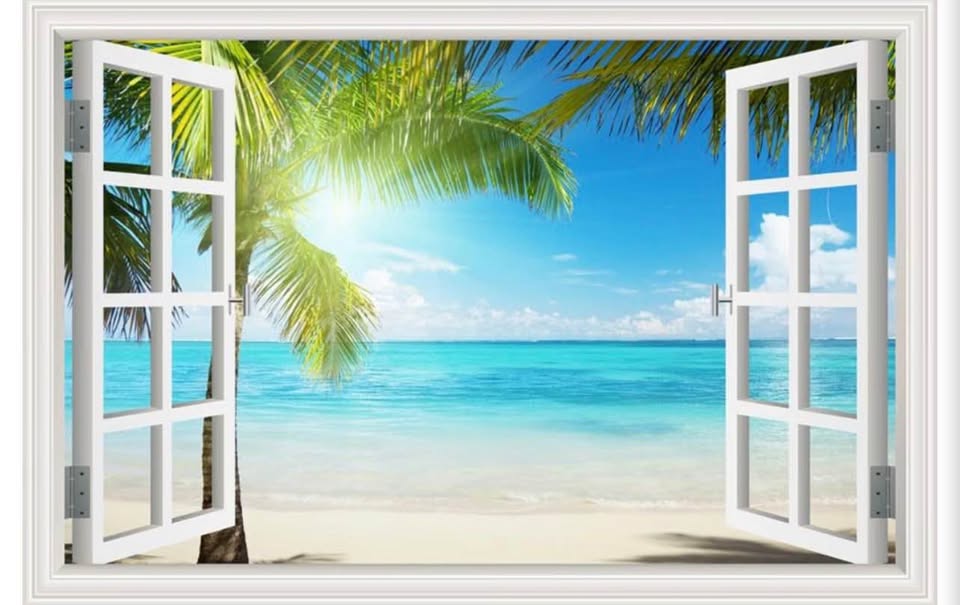 Beautiful White Beach Sunshine Through Coconut Tre