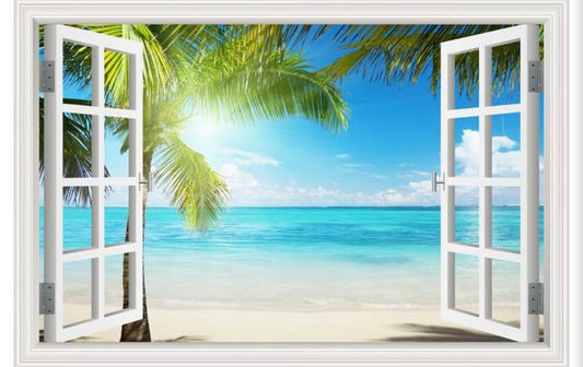 Beautiful White Beach Sunshine Through Coconut Tre