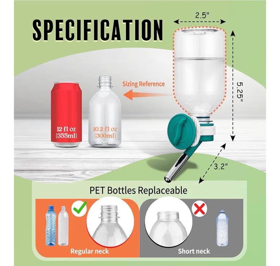 Choco Nose Patented No-Drip Water Bottle/Feeder fo