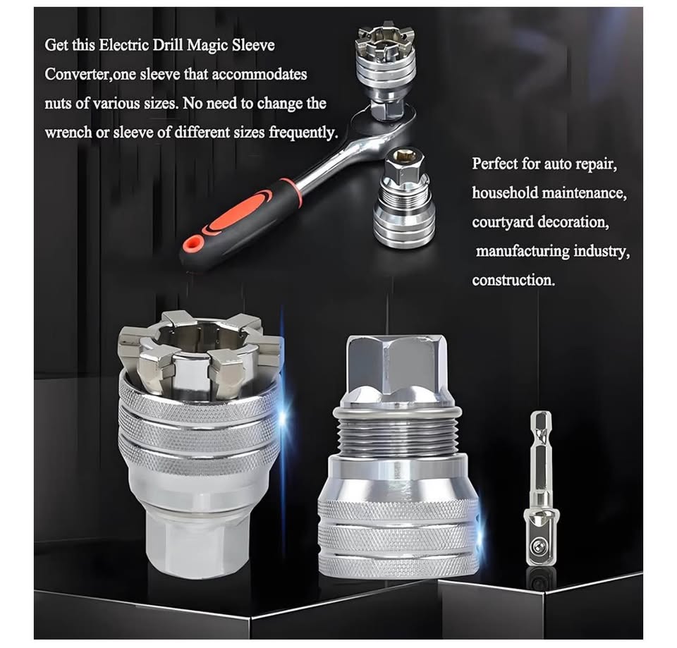 Upgraded Adjustable Universal Socket Wrench, Manua