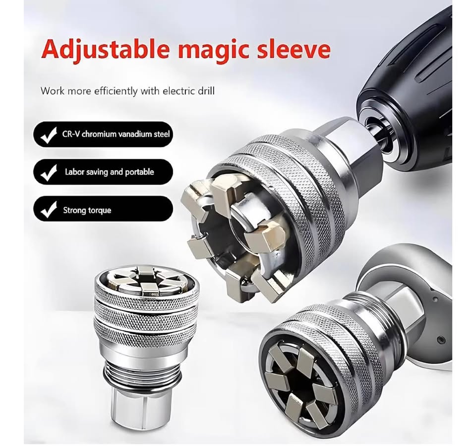 Upgraded Adjustable Universal Socket Wrench, Manua
